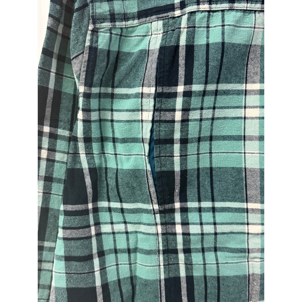 Duluth Trading Co Flannel Shirt Women 2X Teal Plaid Excellent Long Sleeve Cotton - Picture 8 of 9